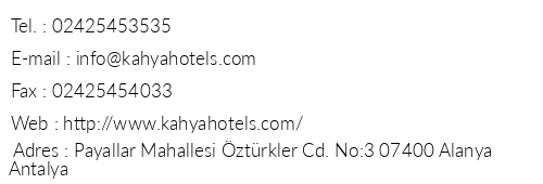 Kahya Resort Aqua & Spa telefon numaralar, faks, e-mail, posta adresi ve iletiim bilgileri